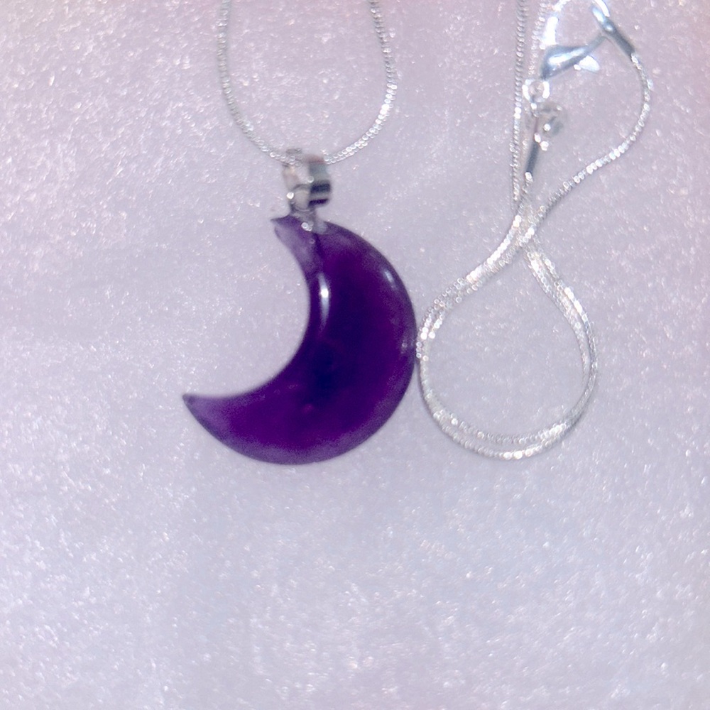 Boho hippie Amethyst Sterling Silver 24” Necklace